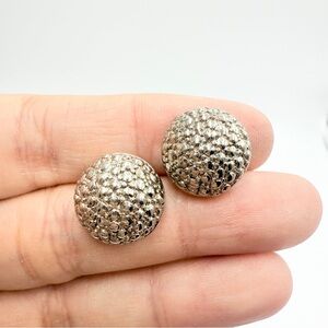 Vintage Mid Century Silver Tone Stud Earrings